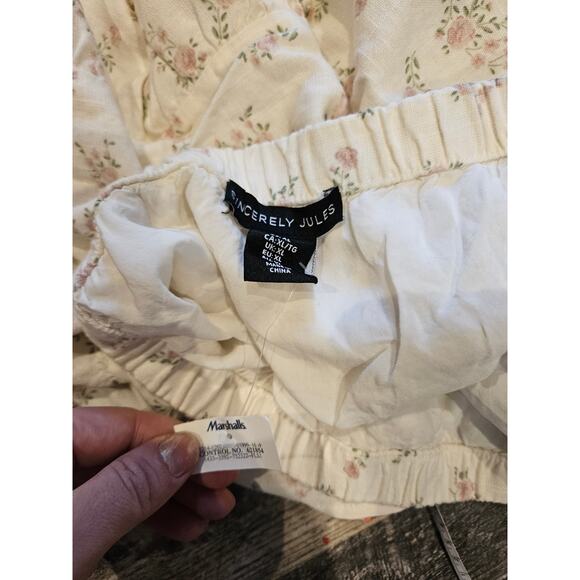 Sincerely jules cottage linen lined floral twirly skirt womens XL a line cream - Picture 6 of 7